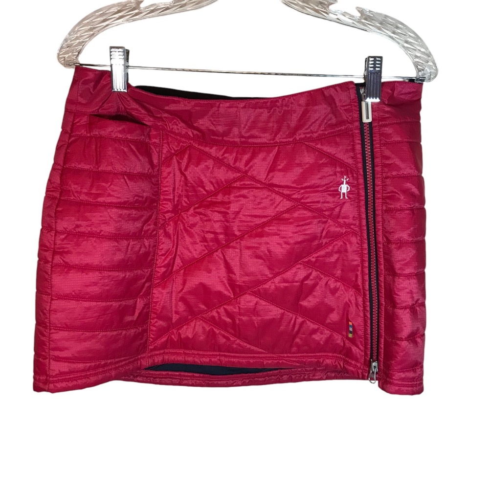 SMARTWOOL quilted mini skirt Women M pink Full Zip Merino Wool Polyester pocket